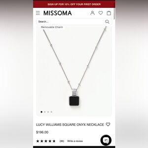 Missoma Lucy Williams Square Onyx Necklace